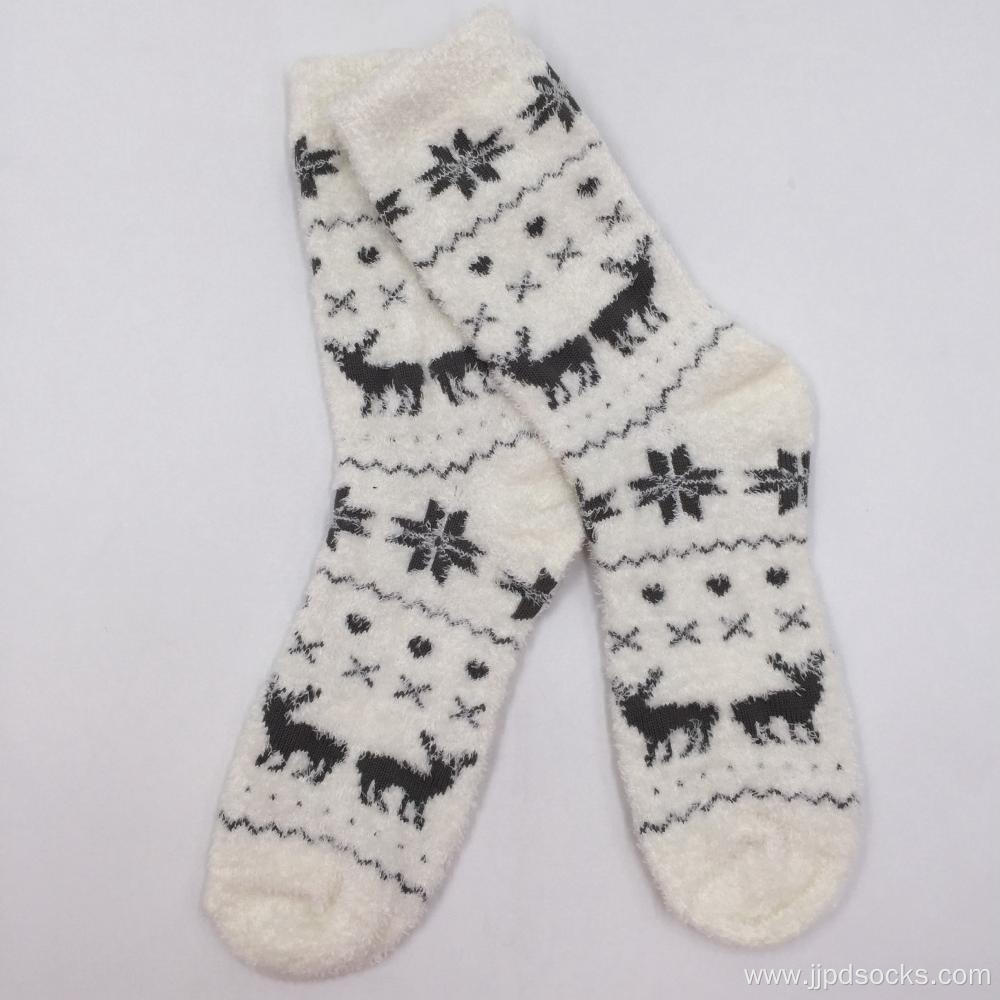 Classical deer feather yarn cosy socks