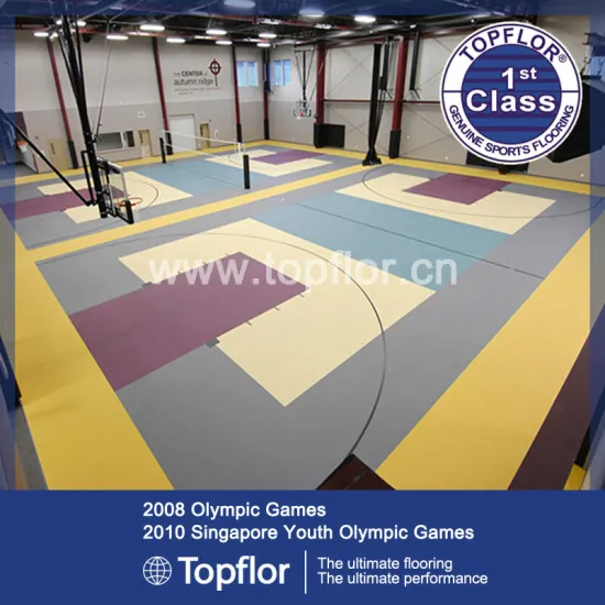 Olympic pvc colorful basketball flooring for sports court