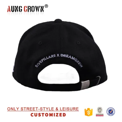 Blank 5 panel melton wool embroidered logo baseball cap