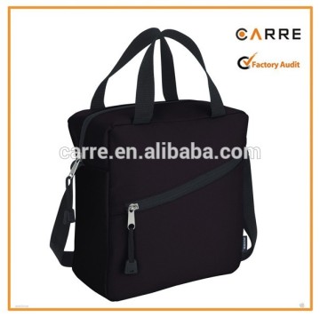 Stylish plain black 600D Polyester shoulder lunch cooler bags for men