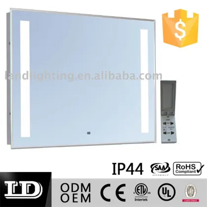 Illuminated Polished Silver bathroom mirror cabinet