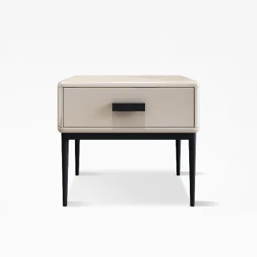 Contemporary Italian single drawer leather bedside table