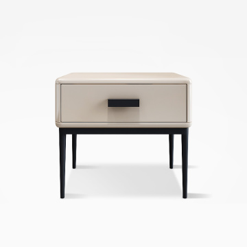 Contemporary Italian solong drawer leather bedside table