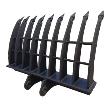 High Quality 9 Teeth Industrial Farming Leaf Lawn Rake for Excavators (6-30 tons)