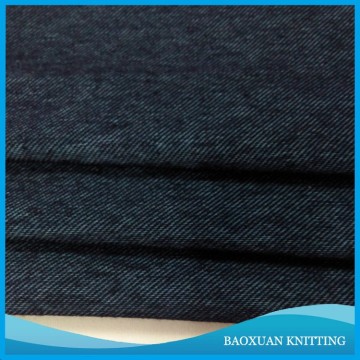 57%polyester 35%cotton 8%spandex DTY knit fake denim fabric for cloth