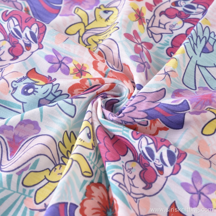 Printed Single Jersey Fabric CVC Cotton Polyester Fabric