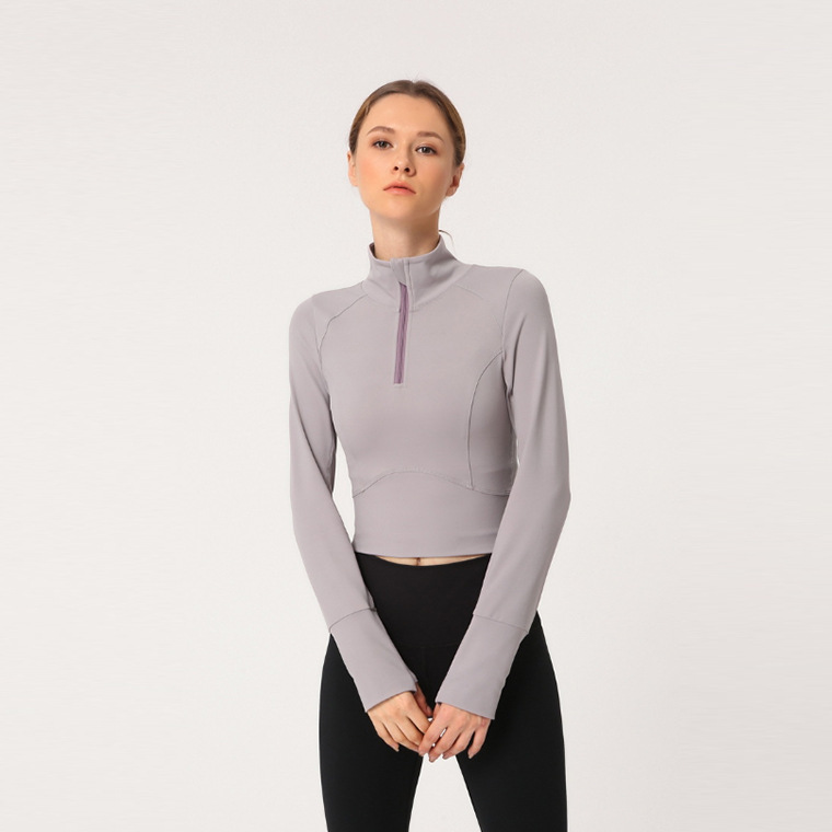 long sleeve yoga crop top hoodie  (7)