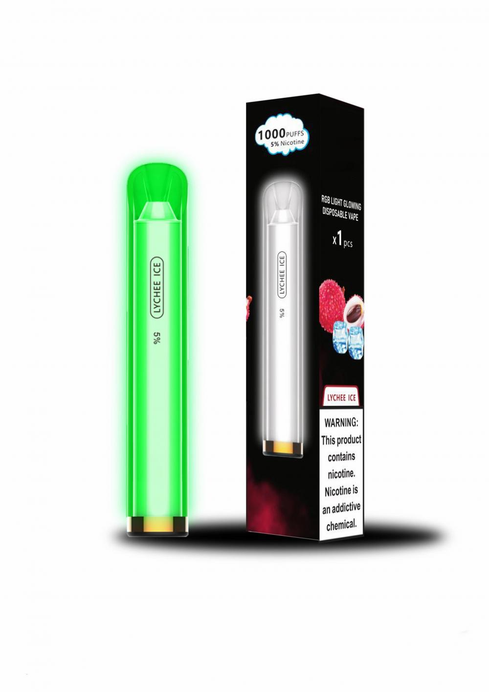 Iluminação RGB de vape descartável de bolso de bolso