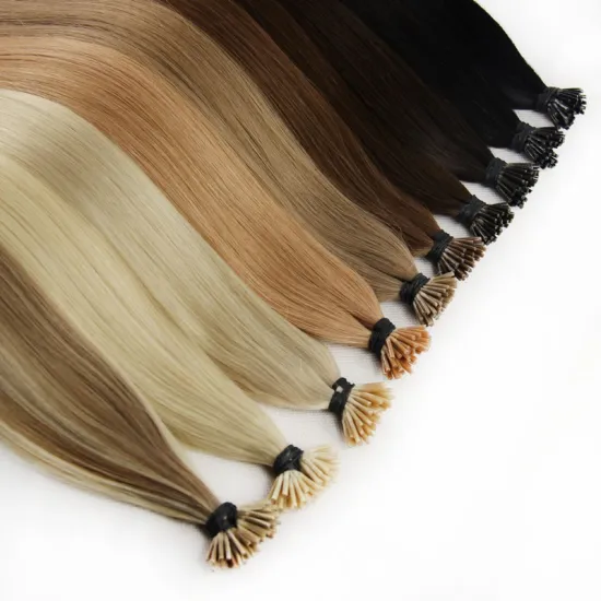 Brazilian Black White Color 20 Inches  Medium Brown Long Straight Cuticle Aligned Brazilian Human Hair I tip Hair Extension