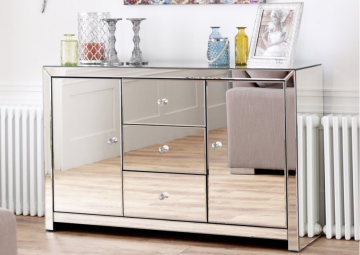 Mirror glass bedside table of bedroom furniture