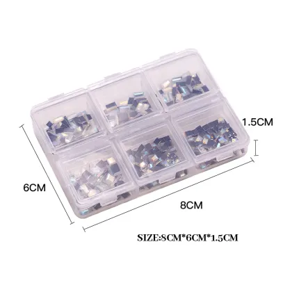 Qianya Wholesale 6 Grid Nail Rhinestones Kit