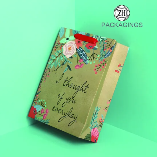 Cheap brown kraft paper shopping bag packaging