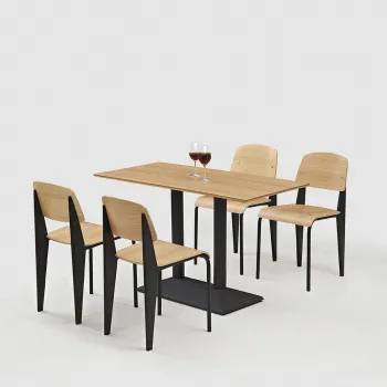 Wholesale Personalized Cafeteria Furniture: Jean Prouve Bent Plywood Dining Table and Chairs - Modern Design