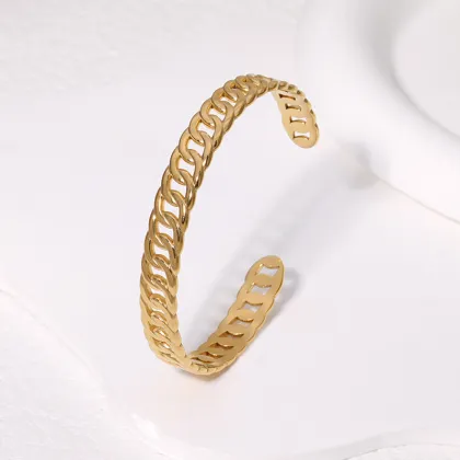 adjustable stainless steel bracelet 18K gold-plated bracelet