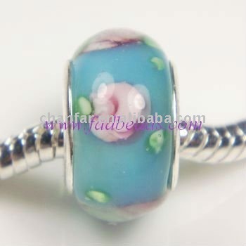 blue flower glass beads