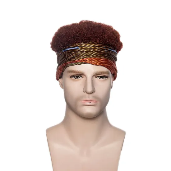 Hot Selling Headband Wigs for Black Men Kinky Curly Hair Short Synthetic Headband Daily Wig