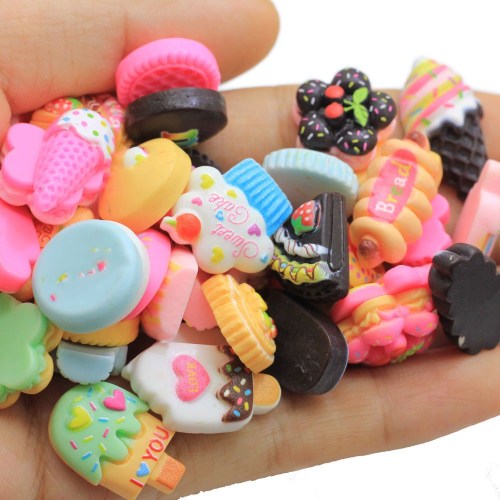 Multi Designs mignon nourriture sucrée dos plat résine Cabochon gâteau Biscuit beignets bonbons embellissements pour Scrapbooking bricolage poupées