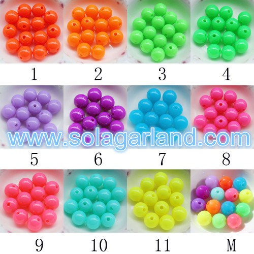 6MM-20MM Acrylic Plastic Round Beads Loose Bubblegum Chunky Beads