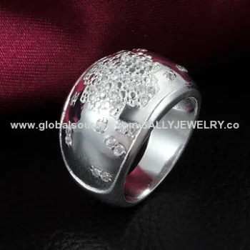 Wholesale Beautiful Band Ring, Made of Copper, Silver Plated