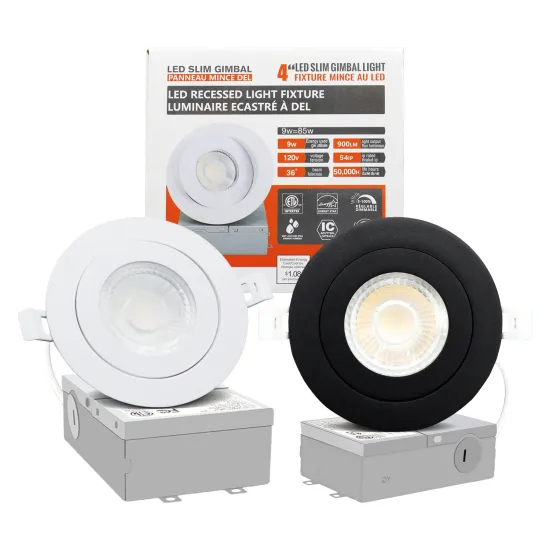 360° Rotation Dimmable Recessed Gimbal Downlight - Round Shape Aluminium Housing ETL Energy Star 3 to 6 Inch