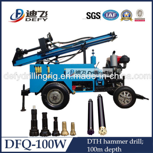 Machines for Drilling Stone, Dfq-100W Trailer Mounted Small Water Well Drilling Machine