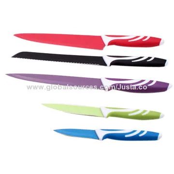 PP + TPR Handle Stainless Steel Kitchen Knives, Colorful Color Gift Box, Good Wear Resistance