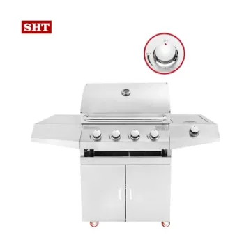L Shaped Outdoor Kitchen Ideas 4-Burner Propane Gas BBQ Grill Kitchen Foldable Barbecue Grill