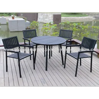 Outdoor Wooden Dining Set, Made of Fraxinus Mandshurica Solid Wood, Resist Hot and Rain Weather