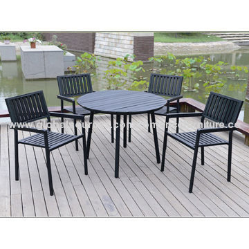 Outdoor Wooden Dining Set, Made of Fraxinus Mandshurica Solid Wood, Resist Hot and Rain Weather