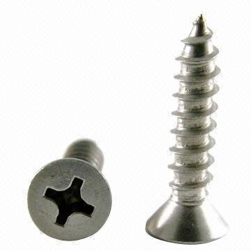 Flat Head Self Tapping Screw, DIN 7982, Made of Steel, Stainless Steel and Brass