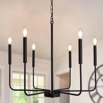 Vintage Christmas Country Chandelier 6 Light Black Candle Chandelier Lighting