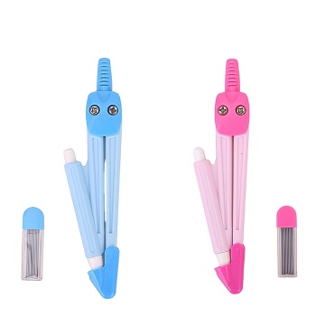 Deli E8622 Pink and Blue Plastic School Compass with Pencil