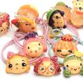 Wholesale Resin Cartoon Baby Girl Head Ponytail Holders Elastic Hair Tie Rope Rings Pigtail Holders Elastic Rubber Band Ring