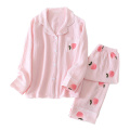 Fresh Peach sweet sleepwear women pajamas sets spring Japanese 100% cotton long-sleeved nightwear women pyjamas homewear