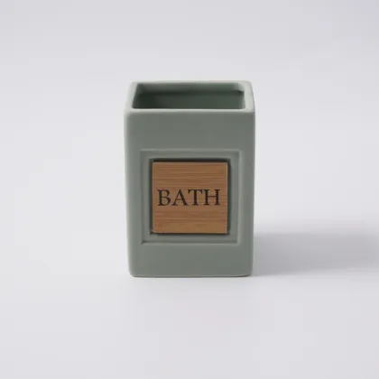 Pottery toilet brush holder gold foaming soap dispenser