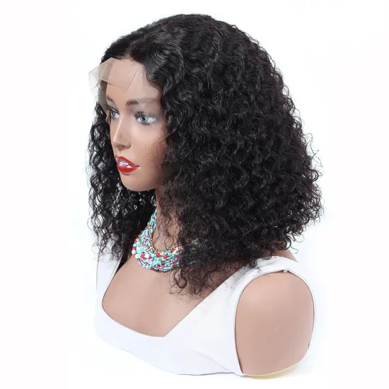 Bob Lace Wig For Black Women 100% Human Hair Kinky Curly Swiss Lace Frontal 150% Density Remy Cuticle Aligned Hair Extension Wig