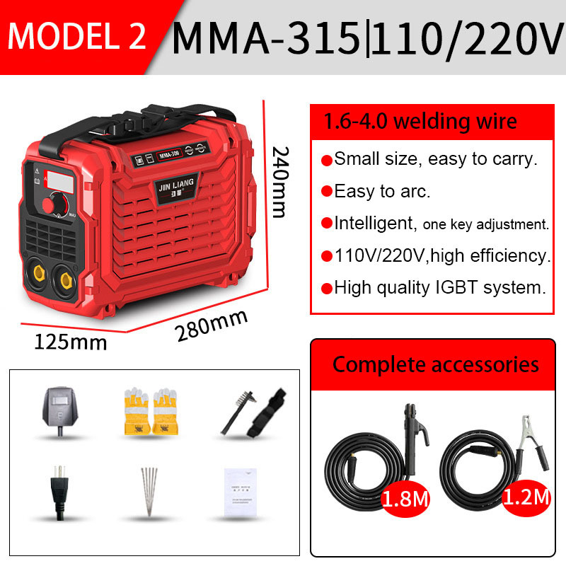 Professional 110V/220V Dual Voltage High Power Inverter Welding Machine with MIG/MMA/TIG/Arc & IGBT Technology, Supporting 250/3