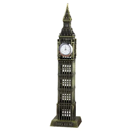 Big Ben Clock Tower Metal Figurine - Famous London Landmark Building Model Decor