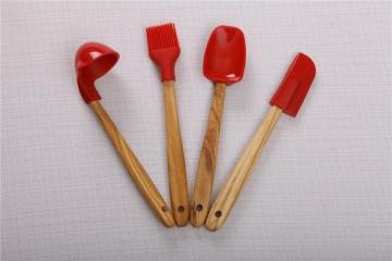 Silicone Utensil With Olive Wood Handle
