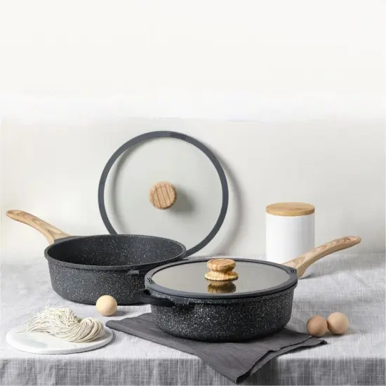 Maifan Stone Non-Stick Wok & Omelet Pan: A Healthy and Durable Frying Pan with Lid