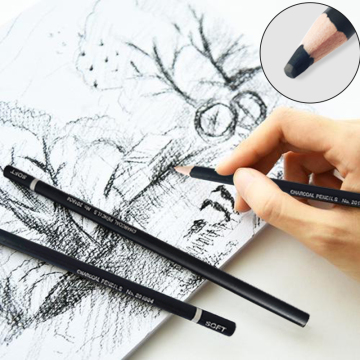 High Quality Non-toxic 12 Pcs A+ Lead Artist Professional Wooden Charcoal Sketching Crayon Pencil Set