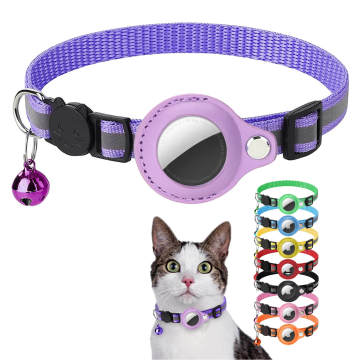 Reflective Pet Collar with Bell and Apple AirTag Tracker Case for Dogs and Cats