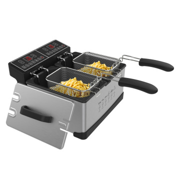 Handels elektrische Friteuse: Edelstahl Frites Fries Machine mit 2 Tanks und 2 Körben