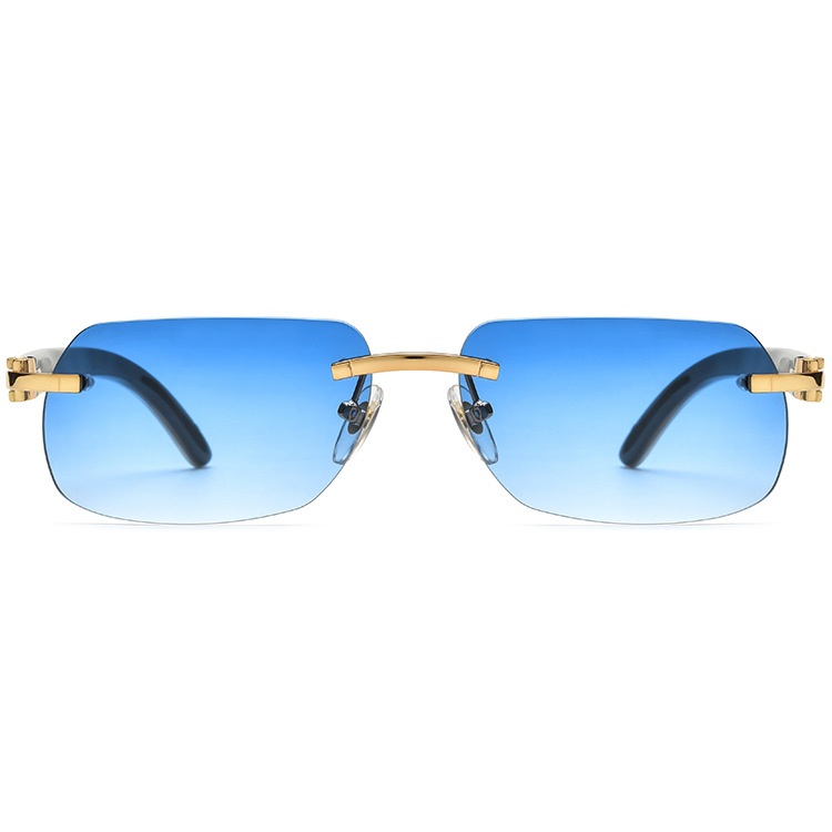 Designer Rimless Buffalo Horn Sunglasses