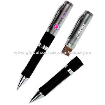 Pen-shaped USB Drive, 64MB to 32GB Flash Memory, Logo Imprinting are Accepted