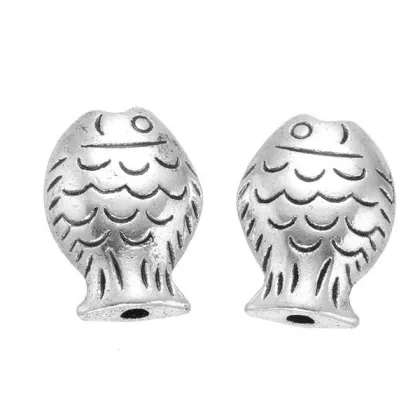 14*10mm Antique silver plated fish shape black bead clothing brand