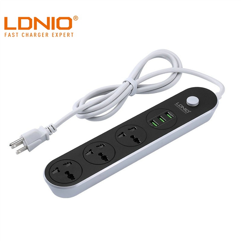 LDNIO EU Plug 3 Socket 3 USB Ports Type Desktop Power USB Charger Power Strip Wall Mounted Extension Cord for Home Network