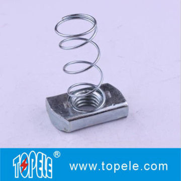 1/4”, 3/8” Galvanized Steel Zinc Plated Steel Strut Nuts / Unistrut Channel Nut With Spring