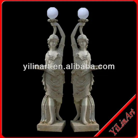 Beautiful Life Size Marble Light Lady Statues, Garden Light Lady Statues YL-R401