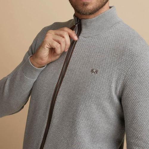 Mens Casual Jacquard Embroidery Zipper Sweatshirt